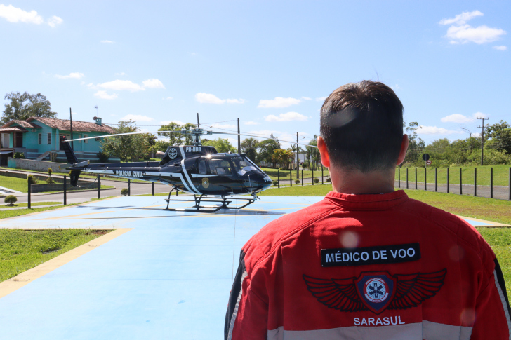 Serviço Aeromédico do Sul (Sarasul) completa dois anos de atuação nesta quarta-feira (21). Foto: Stefanie Machado/4oito