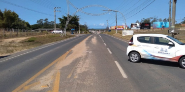 Notícia - Em Içara, trecho da SC-445 segue interditado para obras de drenagem pluvial