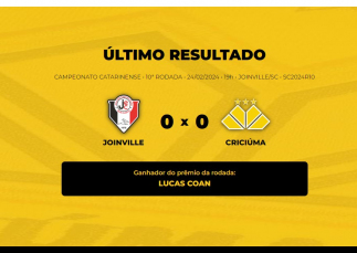 Notícia - Veja quem ganhou o Bolão Bistek no jogo entre Joinville e Criciúma