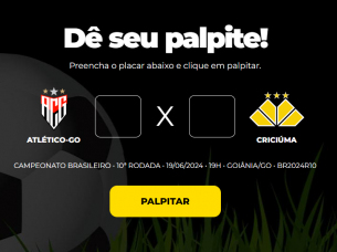 Notícia - Bolão Bistek: faça o seu palpite para Atlético GO x Criciúma