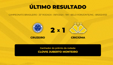 Notícia - Confira quem venceu o Bolão Bistek da partida entre Cruzeiro e Criciúma