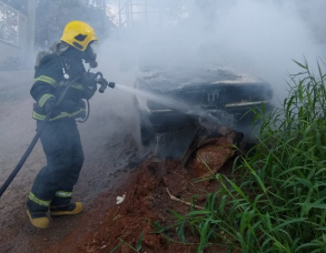 Notícia - Bombeiros controlam fogo em veículo