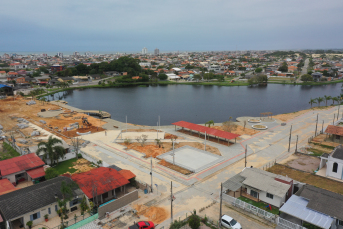 Notícia - Balneário Rincão: obra na Lagoa do Jacaré está com 70% dos serviços concluídos