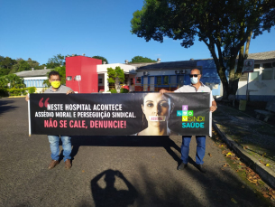 Notícia - Sindicato realiza manifestação em frente ao Hospital Santa Catarina