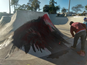 Notícia - Skatepark recebe manutenção depois de pista ser pichada