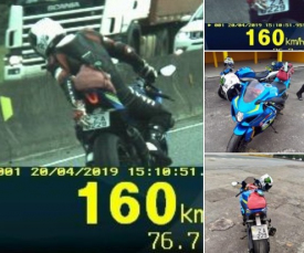 Notícia - Motociclista é flagrado escondendo placa com a mão