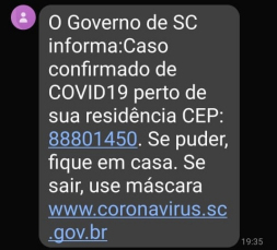 Notícia - Em Criciúma, mensagens avisando casos de Covid-19 estão chegando