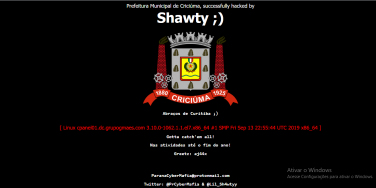 Notícia - Site da prefeitura de Criciúma é vítima de hackers