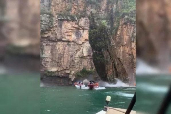 Notícia - Rocha desprende e cai sobre lanchas em lago de Minas Gerais (VÍDEO)