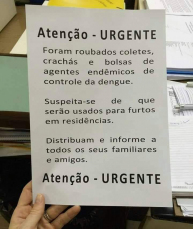 Notícia - É falsa a informação sobre roubo de coletes da Vigilância Epidemiológica