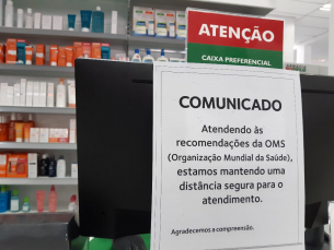 Notícia - Farmácias estão sem álcool gel e com adaptações ao atendimento ao cliente