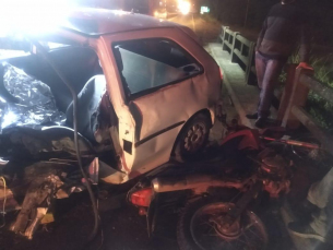 Notícia - Homem fica ferido após colisão entre moto e automóvel