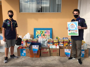 Notícia - Grupo de Escoteiros Tangará entrega mantimentos para a Nossa Casa