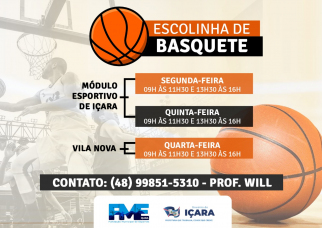 Notícia - FME/Içara: Escolinhas de Basquete iniciam na próxima semana