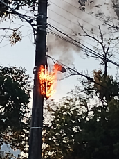 Notícia - Poste pega fogo no bairro Santa Augusta