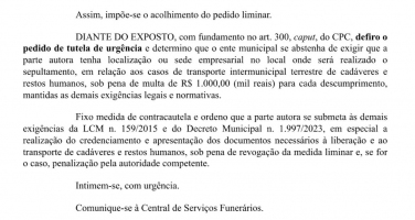 Notícia - Justiça derruba exigência de Criciúma para que funerárias tenham sede em local de sepultamento