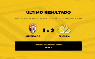 Notícia - Confira quem venceu o Bolão Bistek da partida entre Atlético/GO e Criciúma