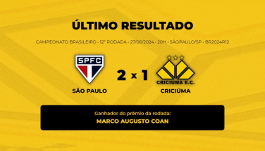 Notícia - Confira o vencedor do Bolão do Bistek da partida entre São Paulo e Criciúma 
