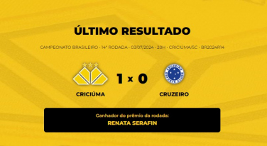 Notícia - Confira quem venceu o Bolão Bistek da partida entre Criciúma e Cruzeiro