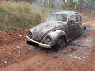 Notícia - Carro é destruído por incêndio em Santa Rosa do Sul