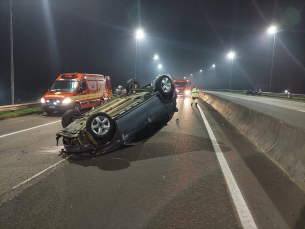 Notícia - Sombrio: jovem é hospitalizado após capotar carro na BR-101