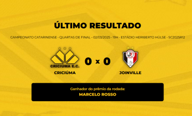 Notícia - Veja o vencedor do Bolão Bistek para Criciúma x Joinville