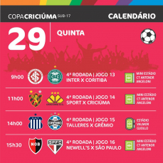 Notícia - Confira a tabela de jogos da Copa Criciúma Sub-17