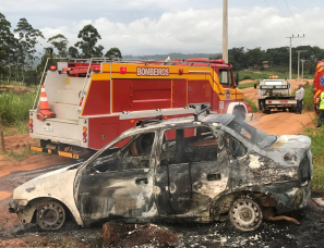 Notícia - Carro pega fogo na BR-101