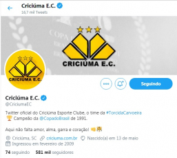 Notícia - Tigre é o terceiro clube catarinense mais popular nas redes