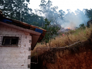 Notícia - Incêndio atinge área de vegetação próxima a casas em Treze de Maio