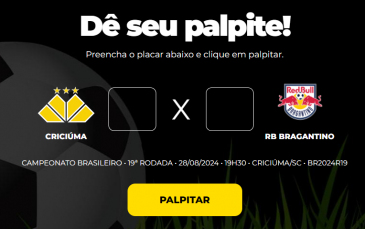 Notícia - Bolão Bistek: faça o seu palpite para Criciúma e RB Bragantino