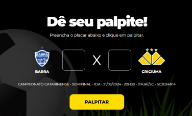 Notícia - Bolão Bistek: dê seu palpite para Barra x Criciúma