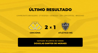 Notícia - Confira o vencedor do Bolão Bistek da partida entre Criciúma e Atlético-MG