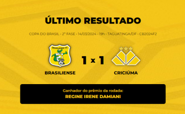 Notícia - Veja quem ganhou o Bolão Bistek da partida entre Brasiliense e Criciúma