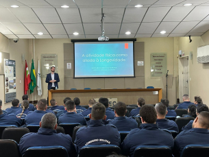 Notícia - Atividade física aliada à longevidade: Bombeiros Militares do Sul participam de palestra