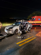 Notícia - Motorista fica presa em ferragens após acidente em rodovia estadual