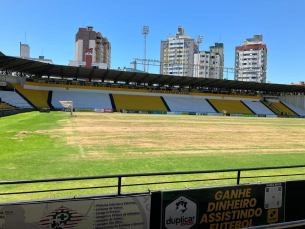 Notícia - Gramado do Estádio Heriberto Hülse está em processo de revitalização