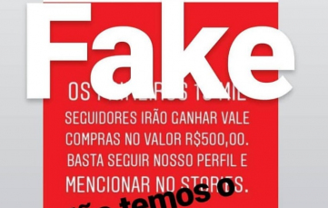 Notícia - Fake news: supermercados não estão trocando seguidores no Instagram por vales-compras