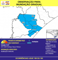 Notícia - Boletim aponta risco de inundação gradual no Litoral Sul