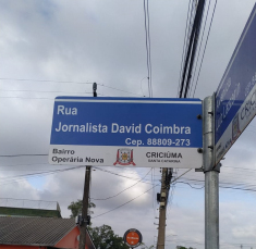 Notícia - Rua Jornalista David Coimbra eterniza o nome do profissional em Criciúma