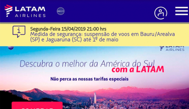 Notícia - LATAM estende suspensão de voos em Jaguaruna até dia 1º de maio