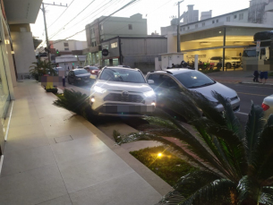 Notícia - Motorista perde o controle do carro e invade canteiro no Centro de Criciúma