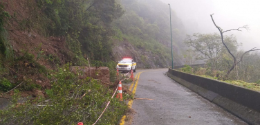 Notícia - Queda de barreira deixa trânsito em meia pista na Serra do Rio do Rastro